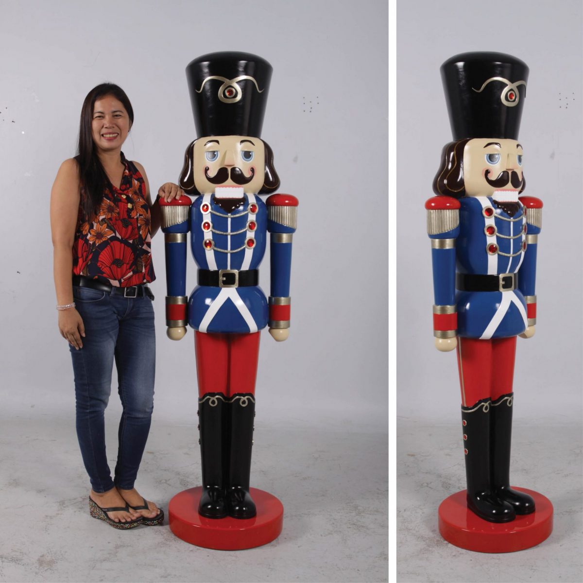 Natureworks Australia Christmas - Nutcracker Soldier Blue & Red 6ft various views -Christmas Decoration