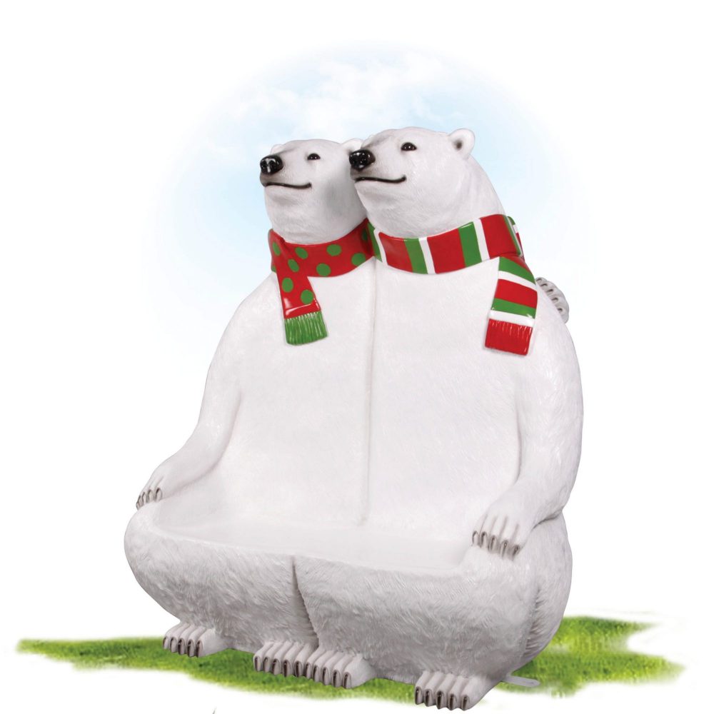 Christmas_Polar Bears Bench with scarf