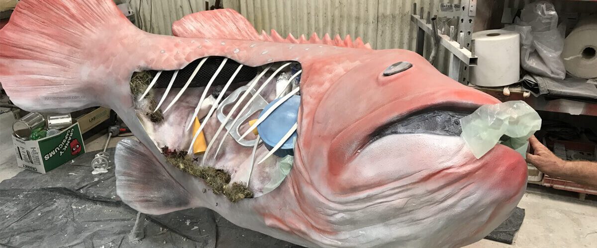 Natureworks Australia Fish 3m long with internal pollution debris