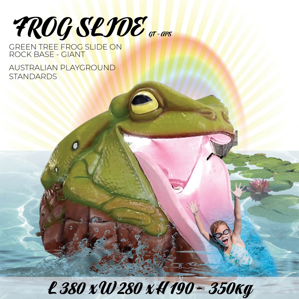 Green Tree Frog Slide - Giant - L 380 x W 280 x H190cm - 350kg