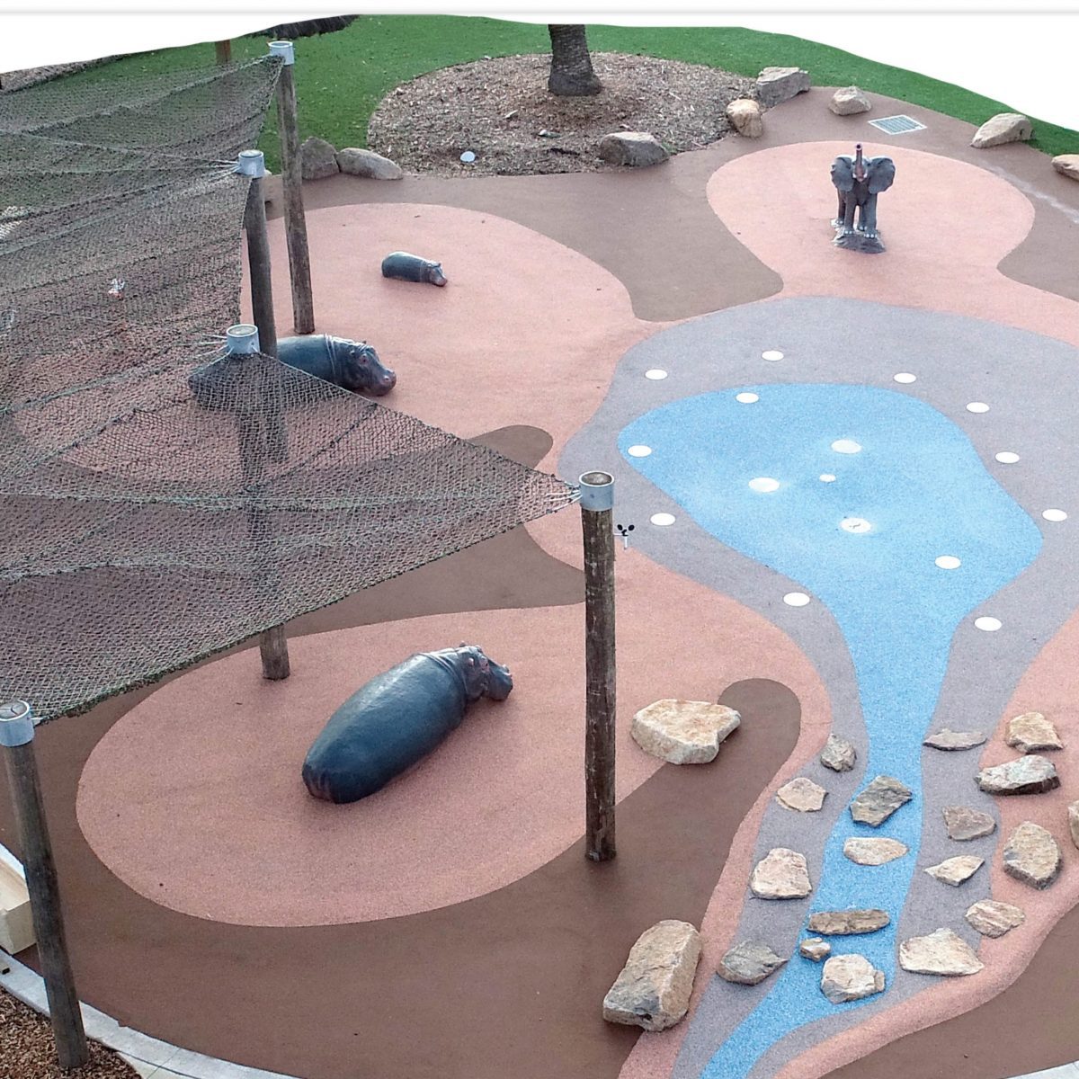 Natureworks Australia Hippo Calf, adult, and elephant insitu installed