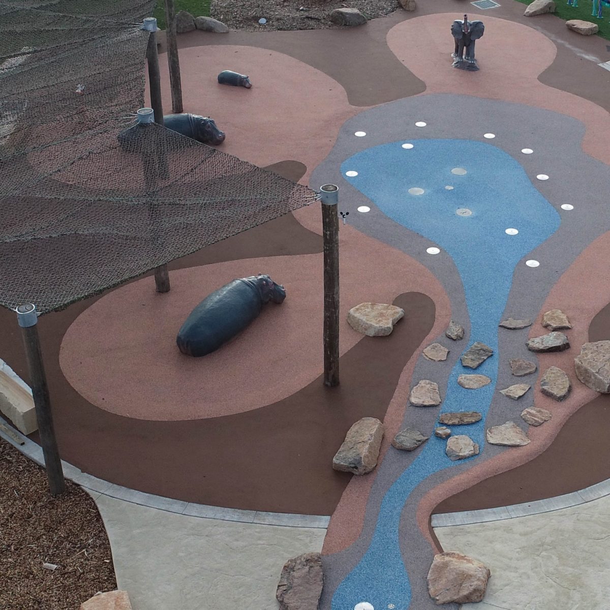 Natureworks Australia Hippopotamus Adult Wading_2.7m Long- Arial View Installed