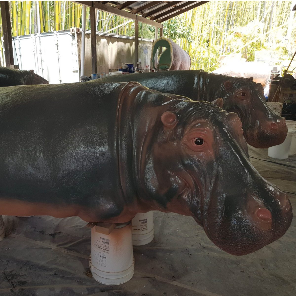 Natureworks Australia Hippopotamus Adult Wading_2.7m Long-in production in workshop