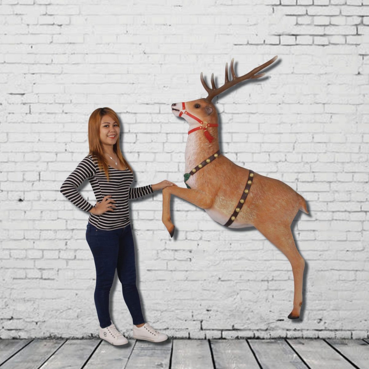 Natureworks Australia Reindeer Wall Decor - Christmas Props_with girl