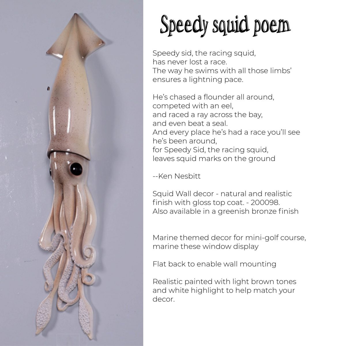 Natureworks Australia Squid wall décor with natural earthy colour tones