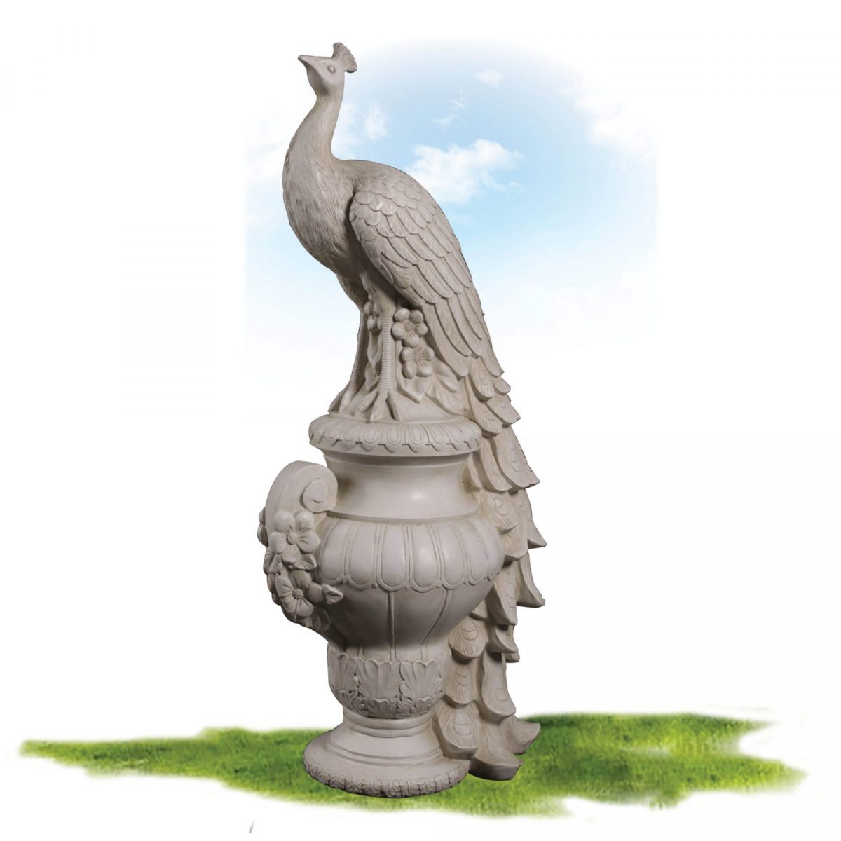 Natureworks Australia Staverden Castle Peacock Statue - outdoor statue