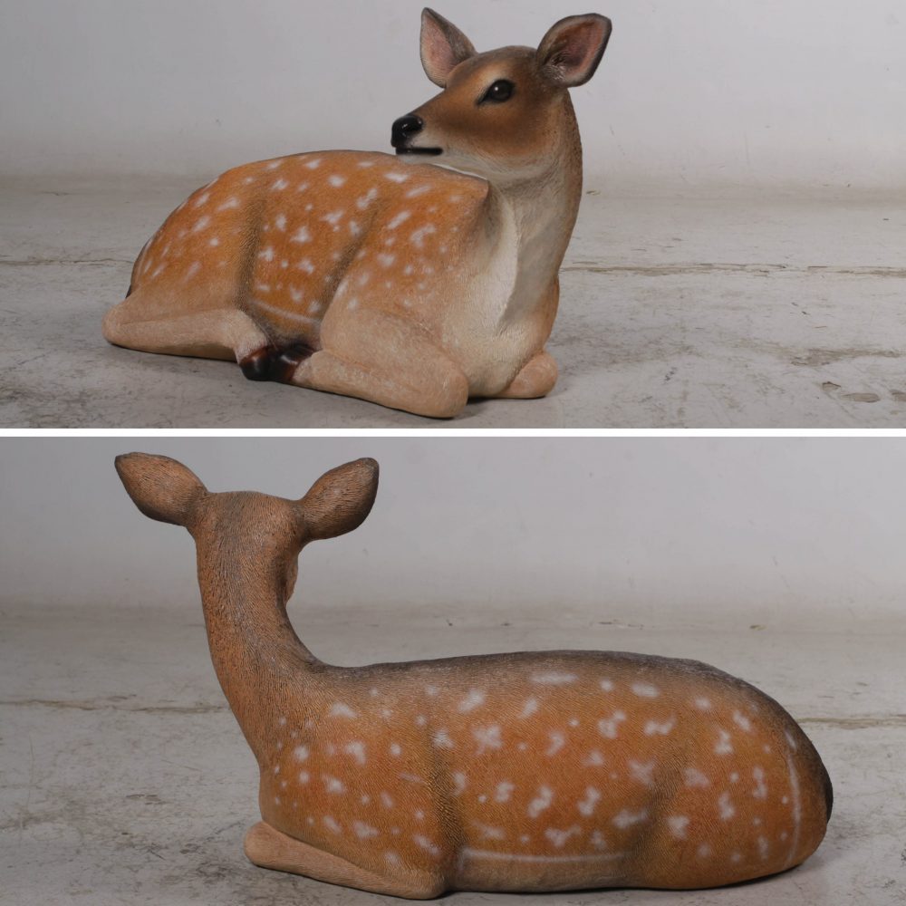 Deer fawn Fallow statue in a lying down pose – 190001