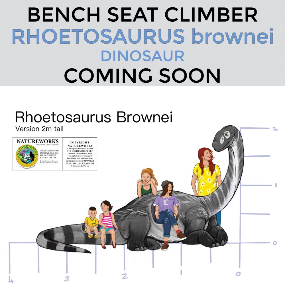 Rhoetosaurus brownie dinosaur – Bench Seat Climber – 2m high – Coming Soon
