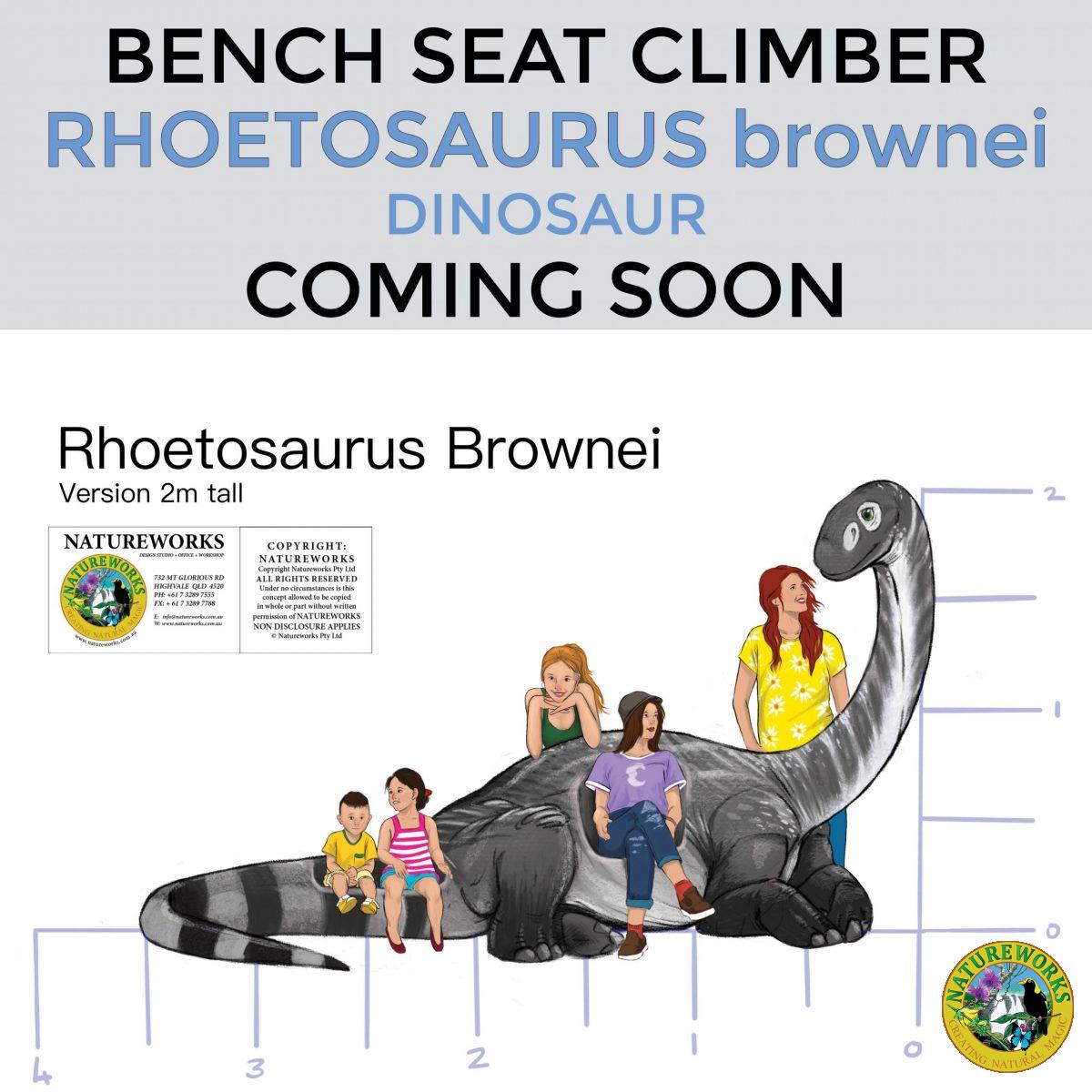 Natureworks Australia Rhoetosaurus brownie dinosaur – Bench Seat Climber – 2m high – Coming Soon