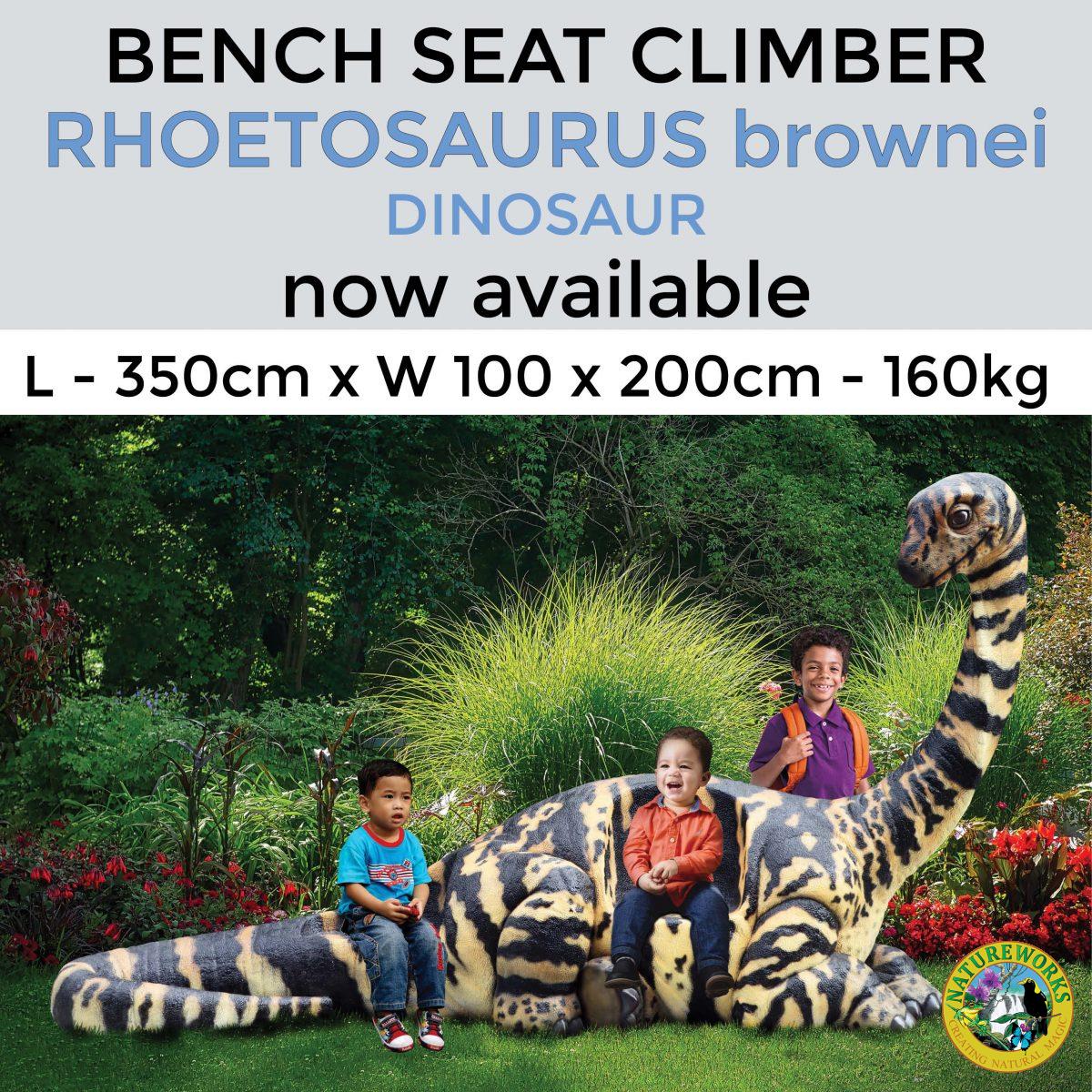 Natureworks Australia Rhoetosaurus brownie dinosaur – Bench Seat Climber – 2m high – Available now