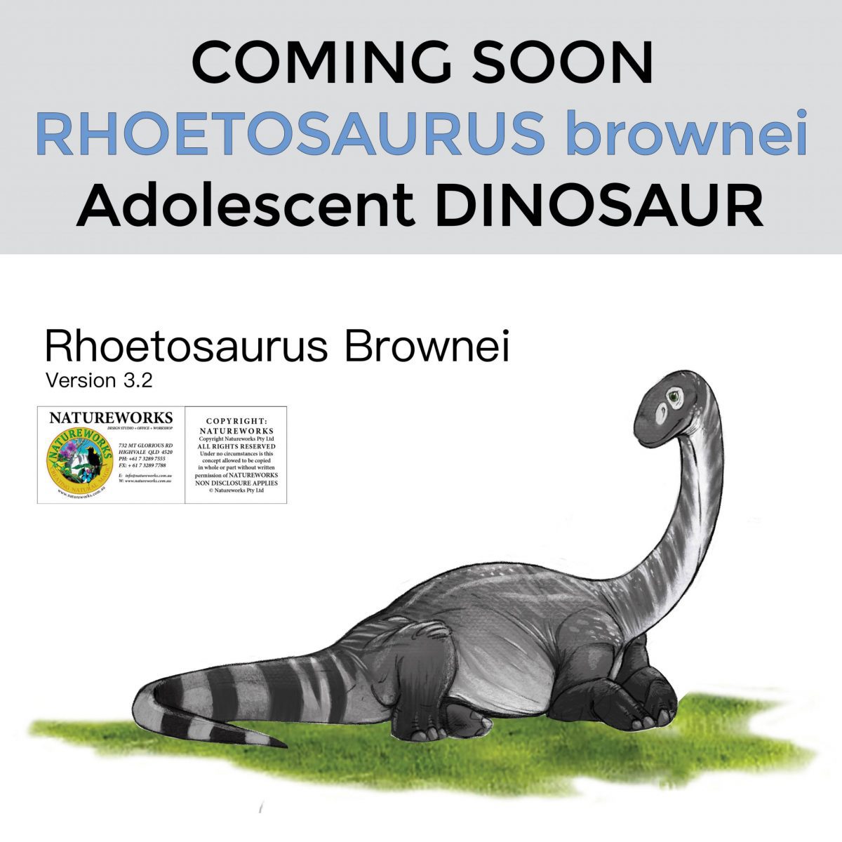 Natureworks Australia Rhoetosaurus brownei adolescent - dinosaur in resting pose -2m high- Image 2