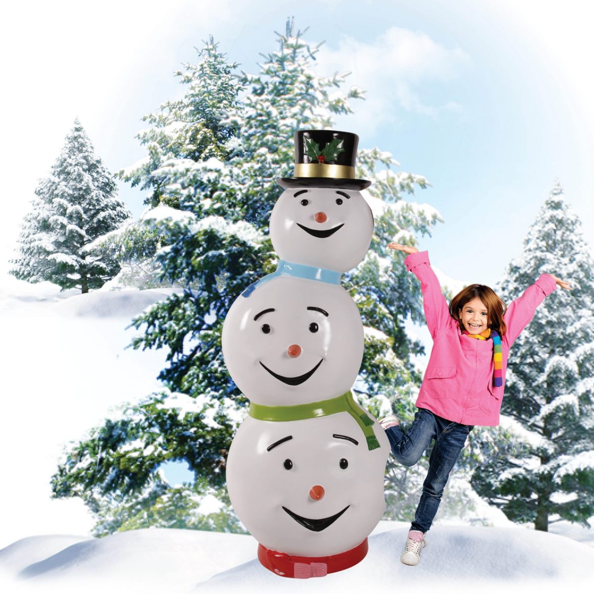 Natureworks Australia Snowman–Triple Headed stack Christmas Prop