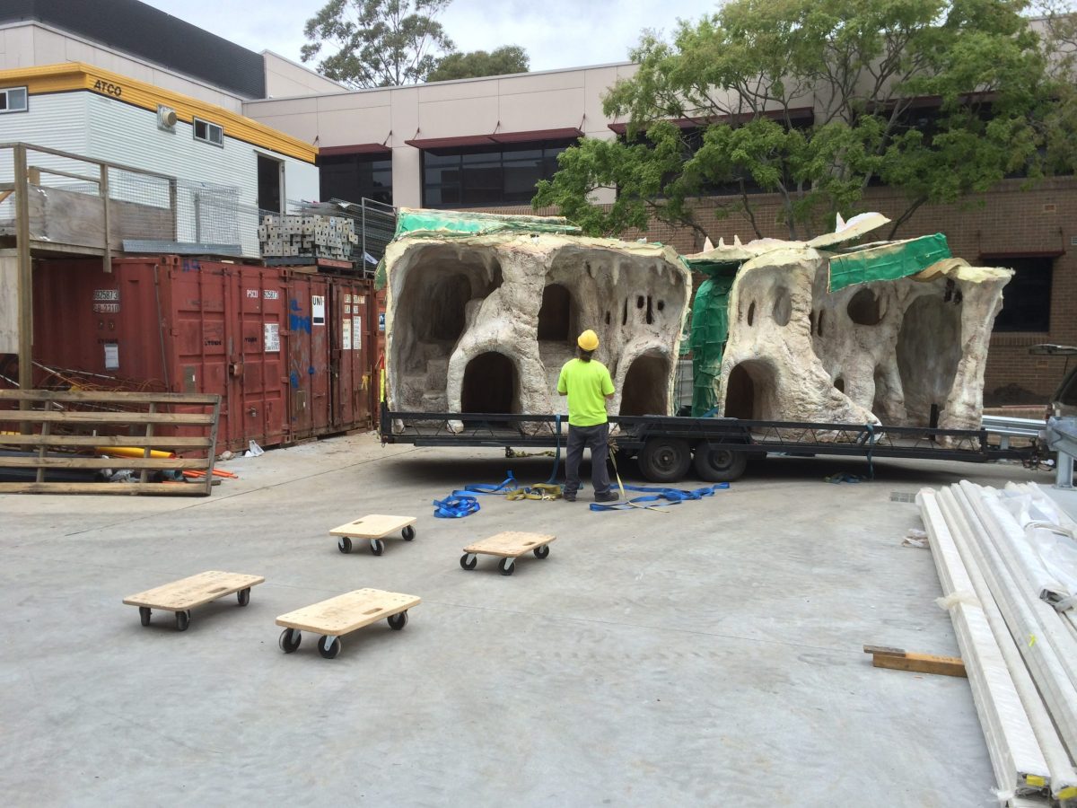 Natureworks Australia Delivering the cave on a trailer
