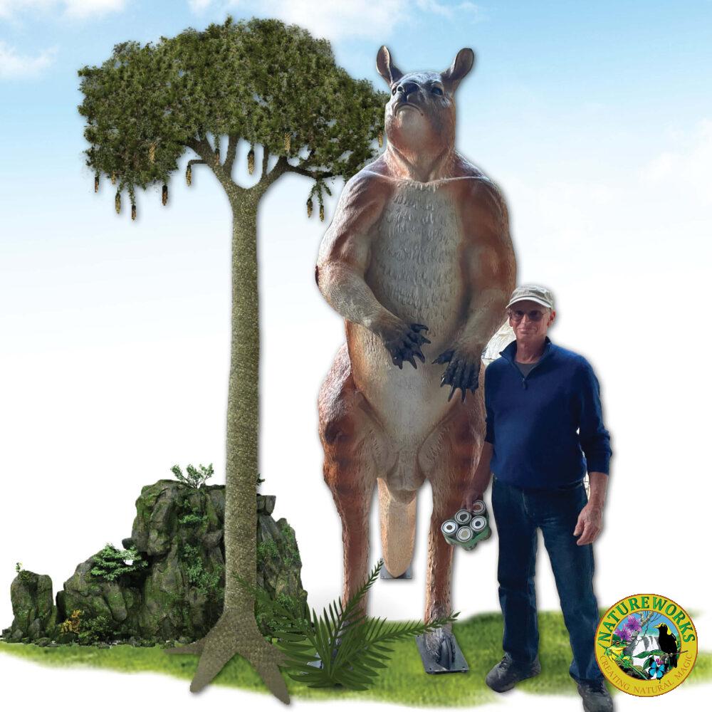 Procoptodon Goliah Megafauna - Giant Kangaroo 2.8m high shown with Man - V1b