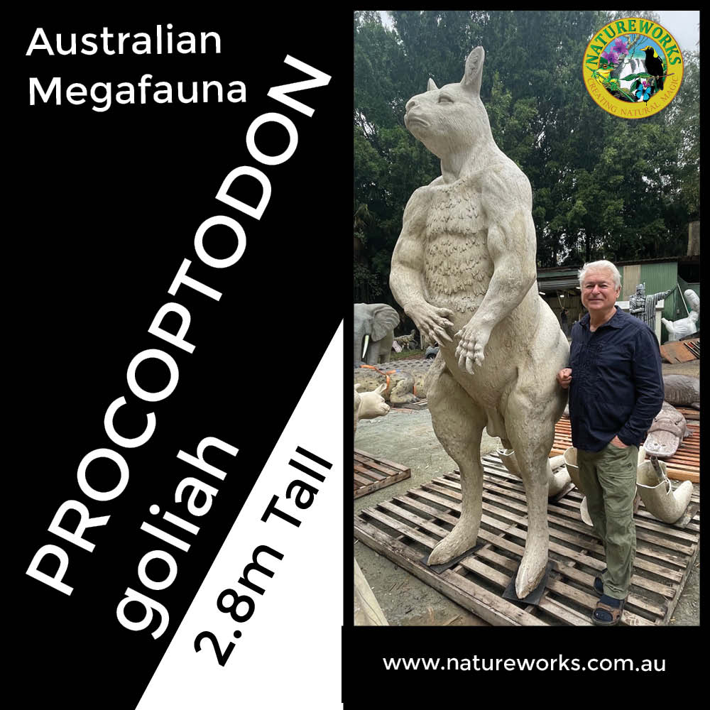 Natureworks Australia Procoptodon goliah - standing next to David - 2.8m Tall