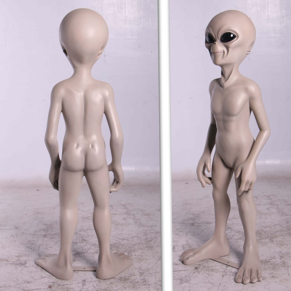 Alien statue - grey - free standing - "out of this world" 156cm high - front and back views