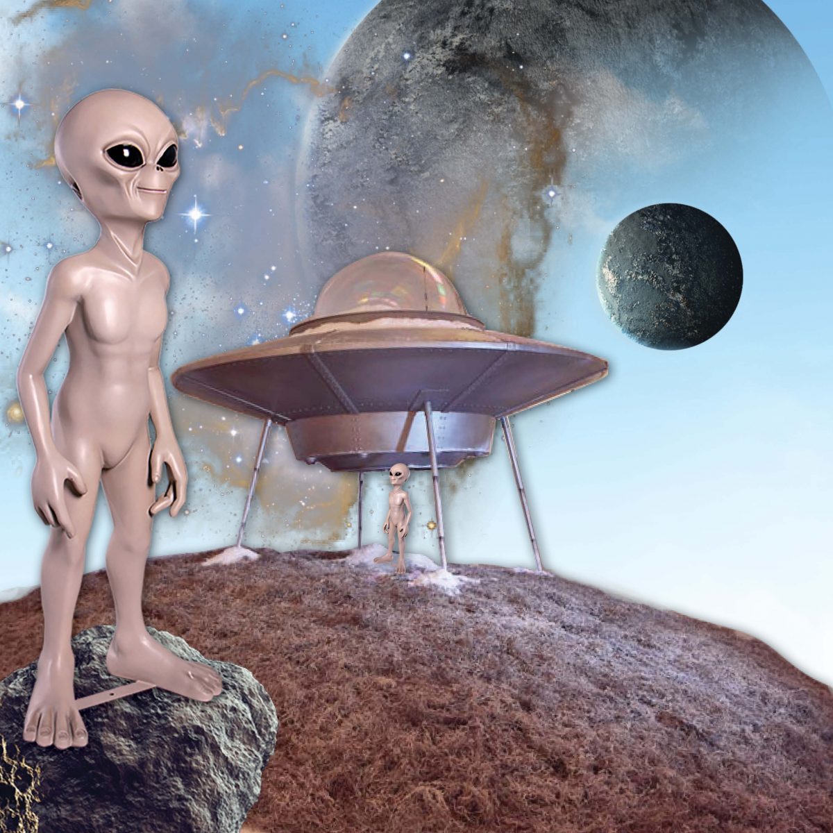 Natureworks Australia Alien statue - grey - free standing - "out of this world" 156cm high