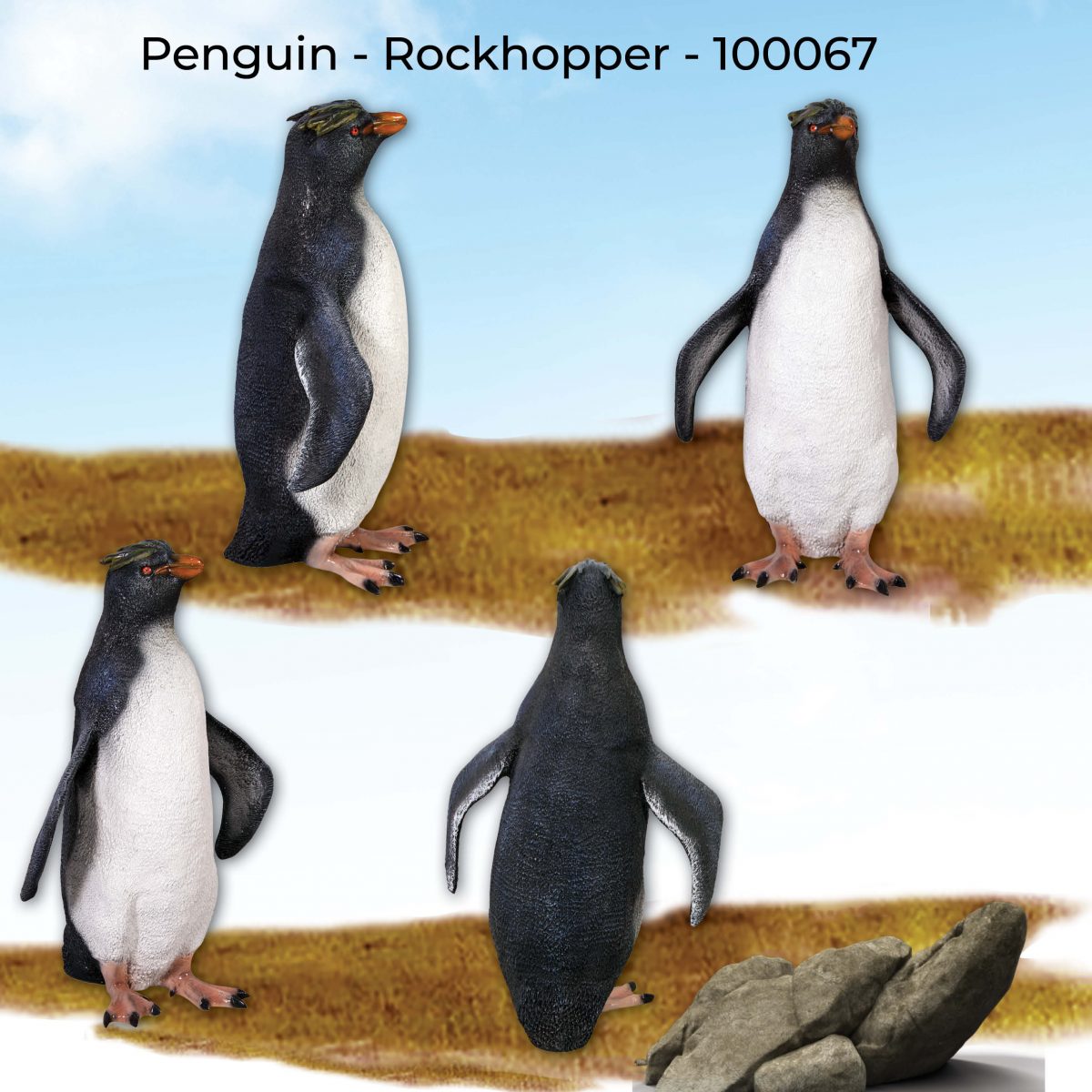 Natureworks Australia Penguine - rockhopper statue - life-size for sale- various views