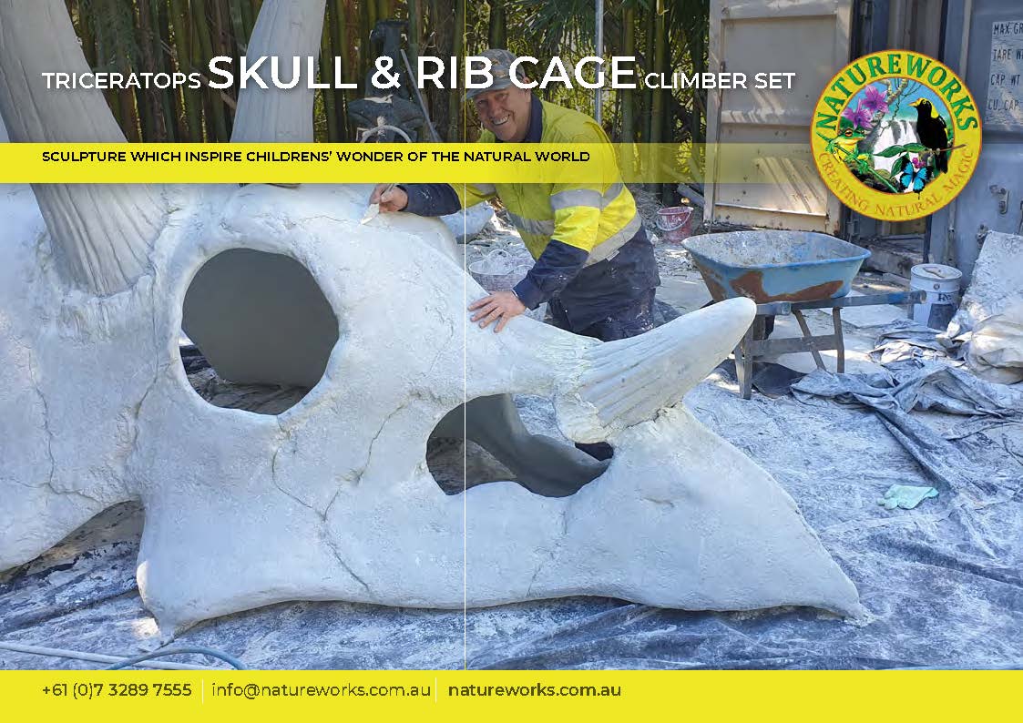 Natureworks Australia Giant Triceratops Skull and Rib cage playground equipment