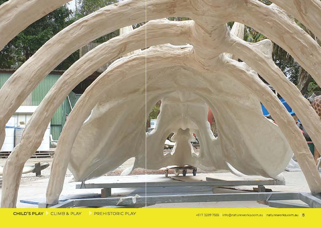 Natureworks Australia Giant Triceratops Skull and Rib cage playground equipment - underneath view of Rib cage