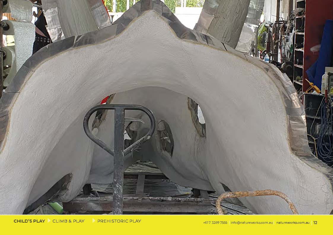 Natureworks Australia Giant Triceratops Skull and Rib cage playground equipment- rear view of skull