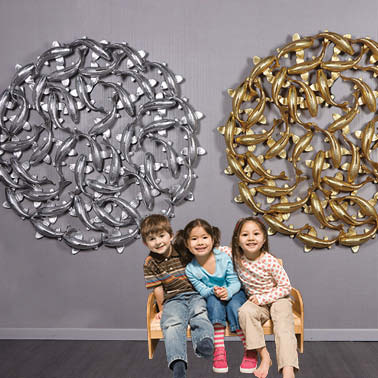 Natureworks Australia Koi Zen intricate detailed wall art in Silver leaf - for sale