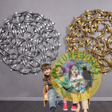 Natureworks Australia Koi Zen intricate detailed wall art in Silver leaf - for sale