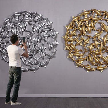 Natureworks Australia Koi Zen Wall art - in silver leaf finish