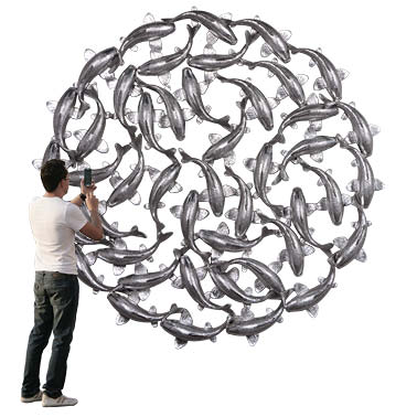 Koi Zen beautiful silver leaf wall art mandela