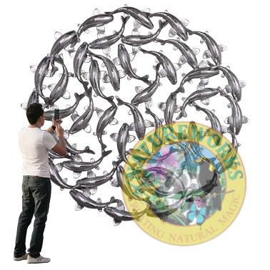 Koi Zen beautiful silver leaf wall art mandela