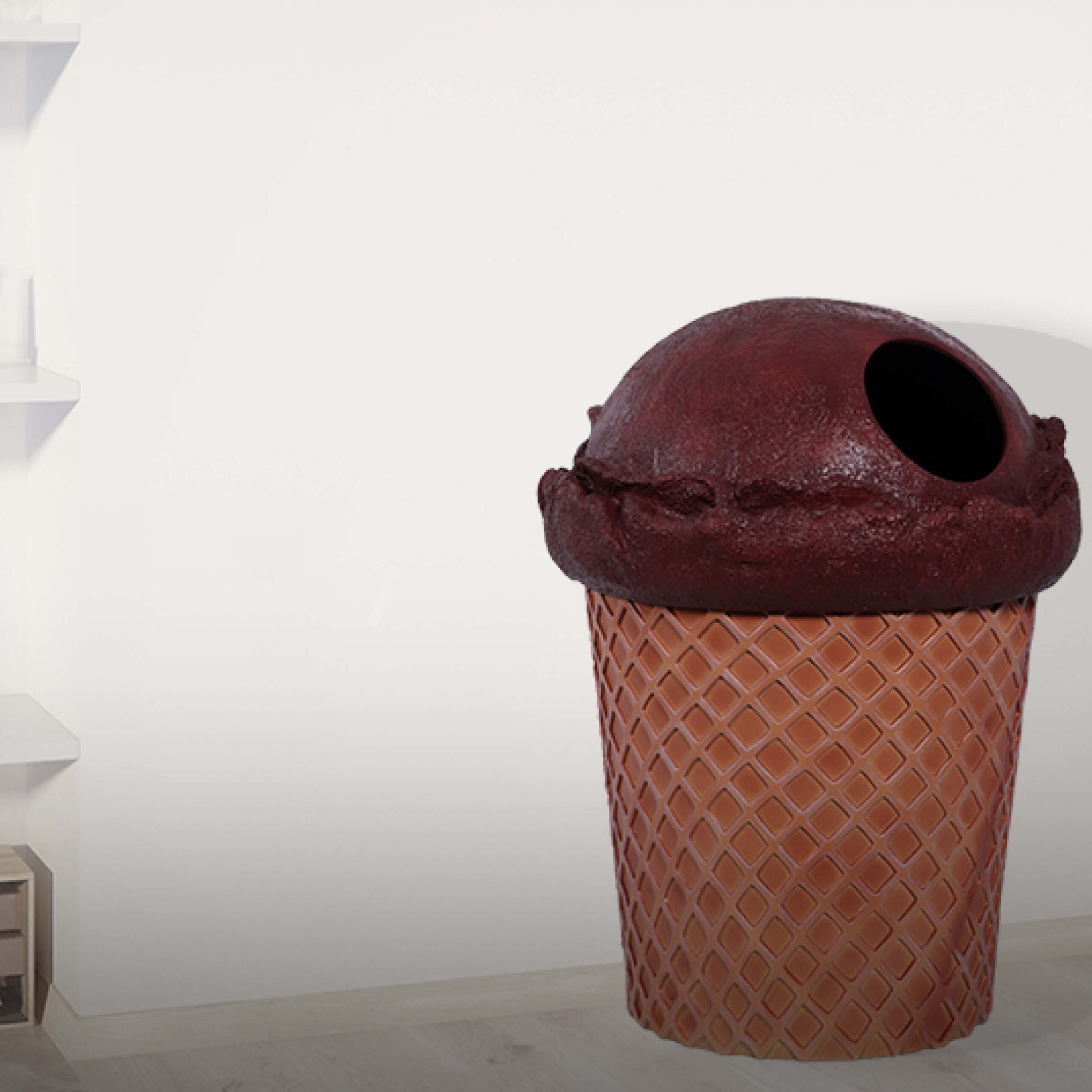 Natureworks Australia Ice Cream Trash Can- Chocolate - 190040choco - shown in a room