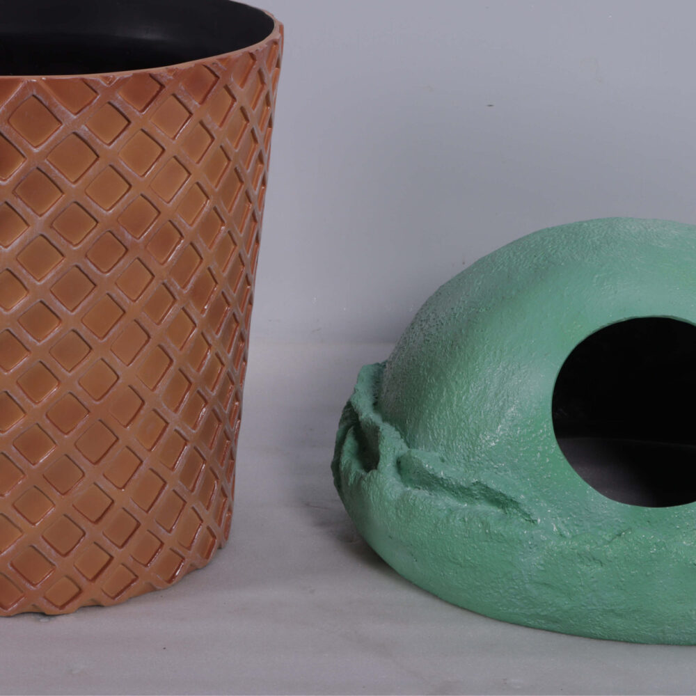 Trash Can - Ice cream cone themed garbage bin with removable lid - mint green - 190040MintG