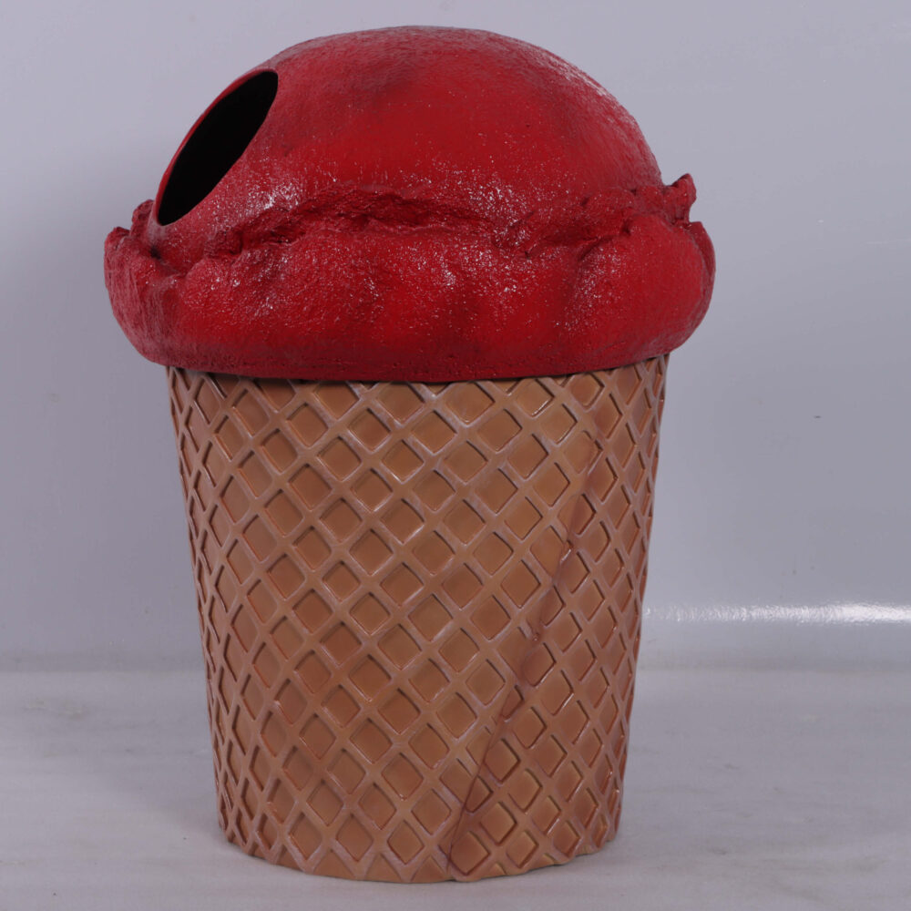 Trash Can - Strawberry ice cream scoop lid - with plastic insert - 190040S- side view