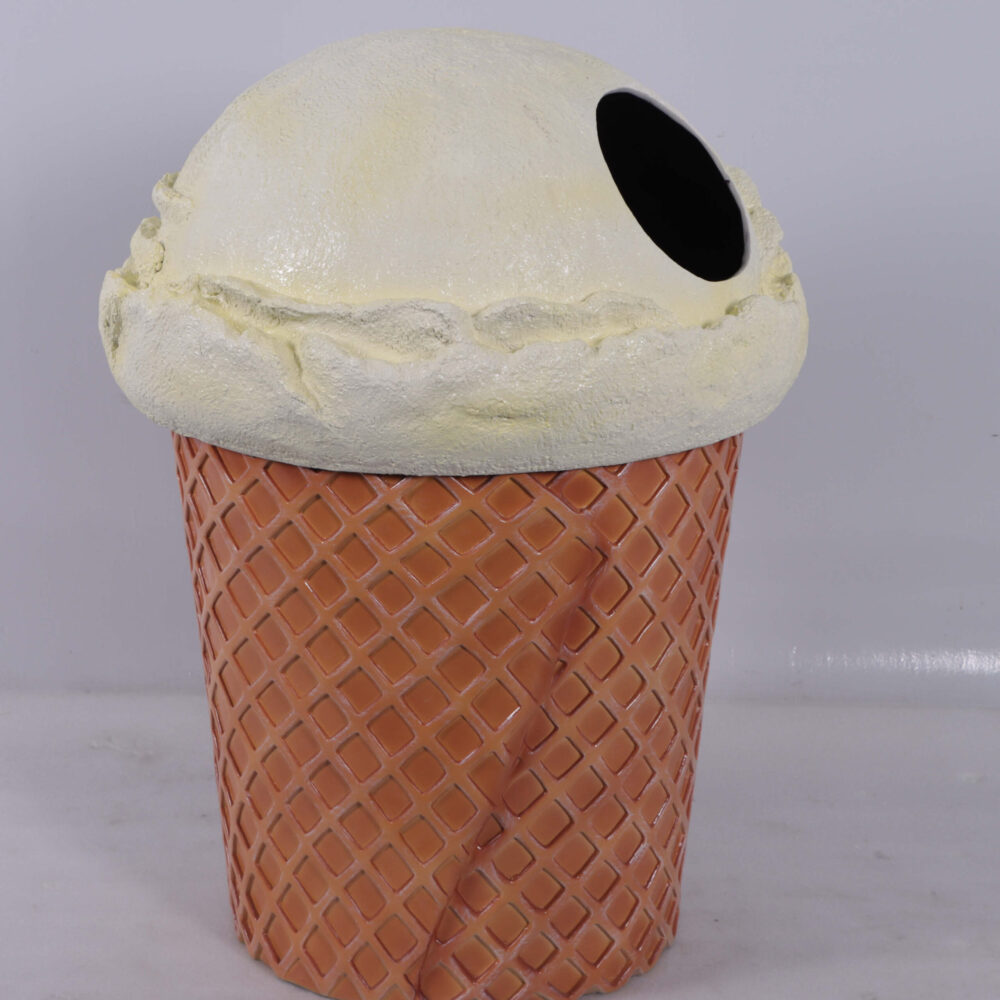 Trash Can - Vanilla ice cream themed rubbish bin - with removable lid & whole for rubbish-190040V