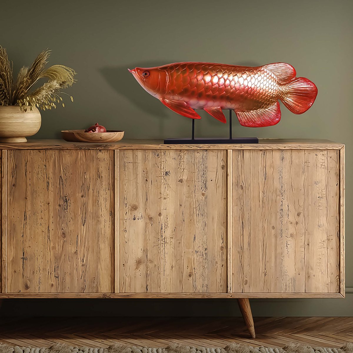 Natureworks Australia Arowana fish on base plate decor statue