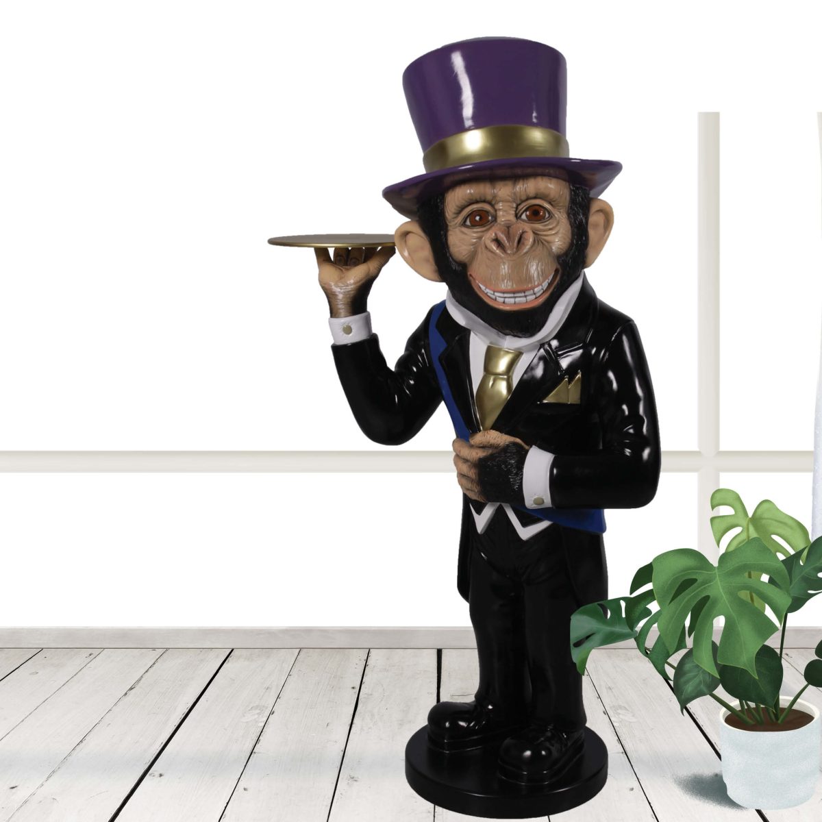 Natureworks Australia Carolos the Chimp – 170148 - butler statue 5ft tall