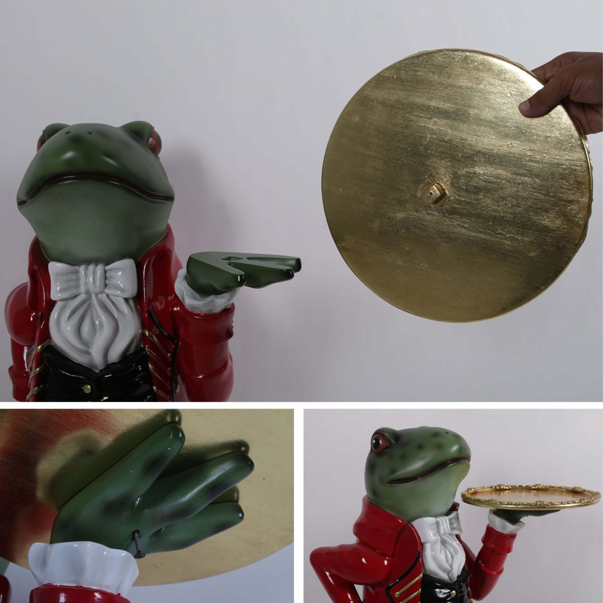 Natureworks Australia Freddie the Frog butler statue - 3ft high - showing tray