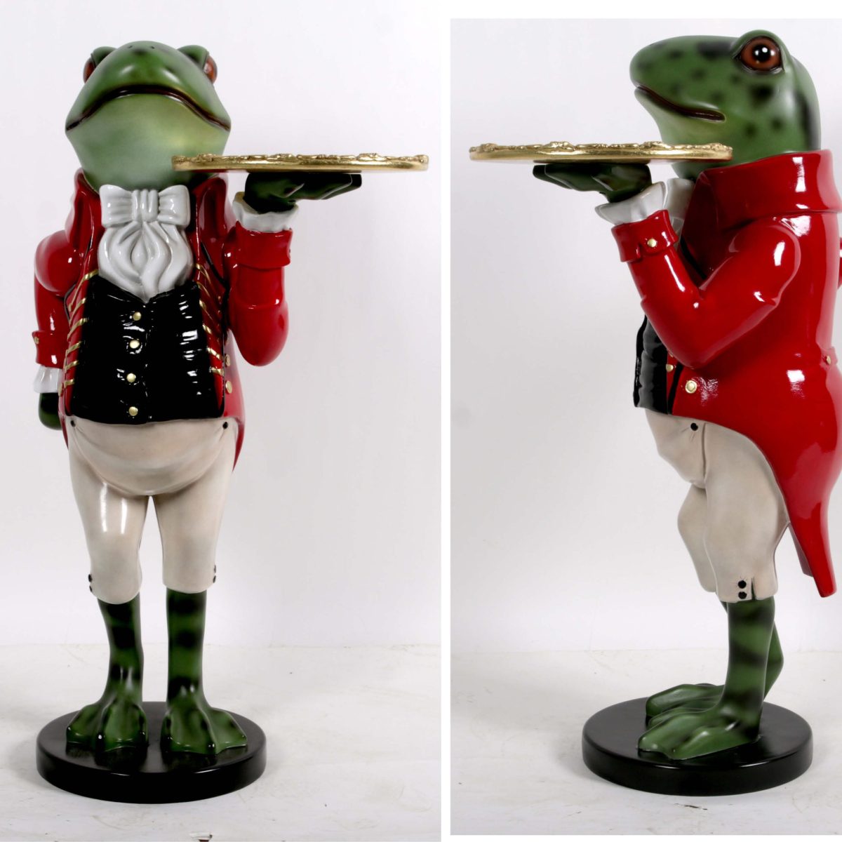 Natureworks Australia Freddie the Frog butler statue - 3ft high - front and side view