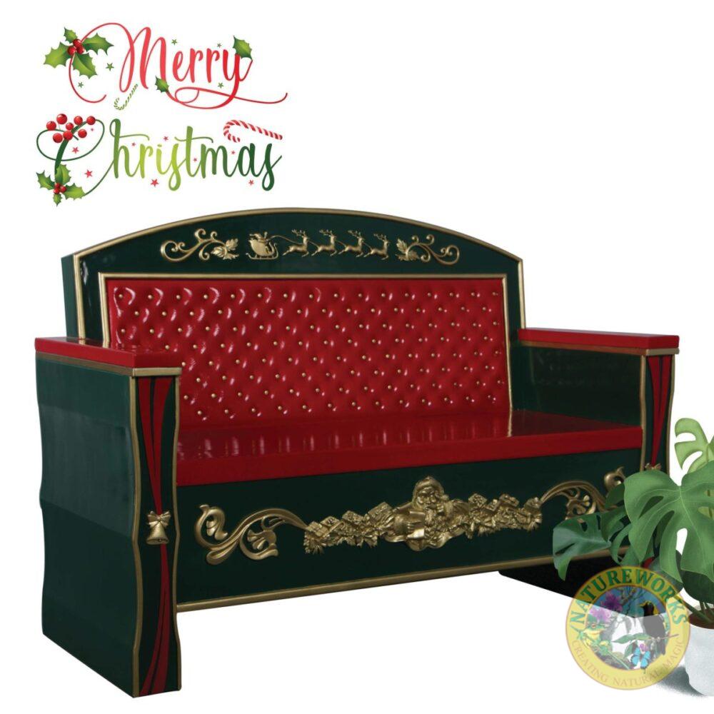 Christmas Bench seat Red and Green with gold highlights