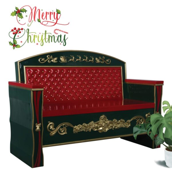 Christmas Bench seat Red and Green with gold highlights