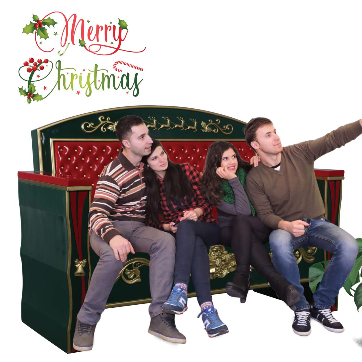 Natureworks Australia Christmas Bench Seat - shown with group of people