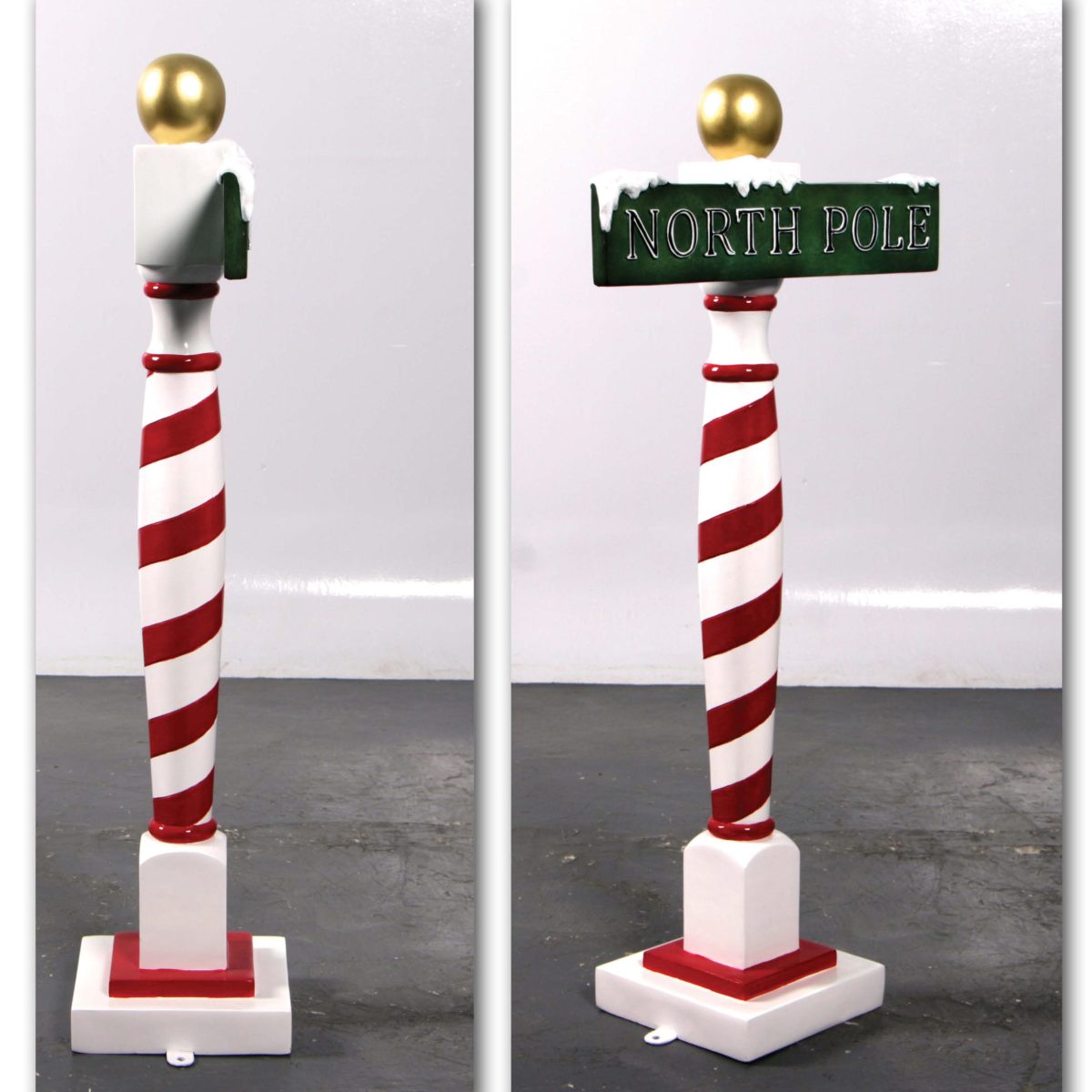 Natureworks Australia North Pole Sign Post - Christmas Display Prop- Side and angle view
