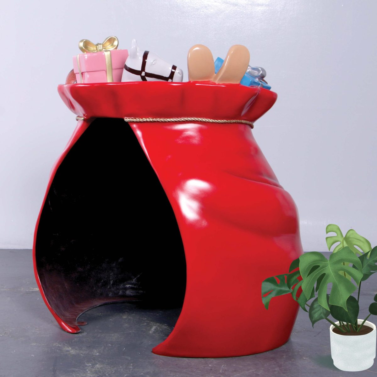 Natureworks Australia Santas Gift Sack - Photo Opportunity - bright red with gifts