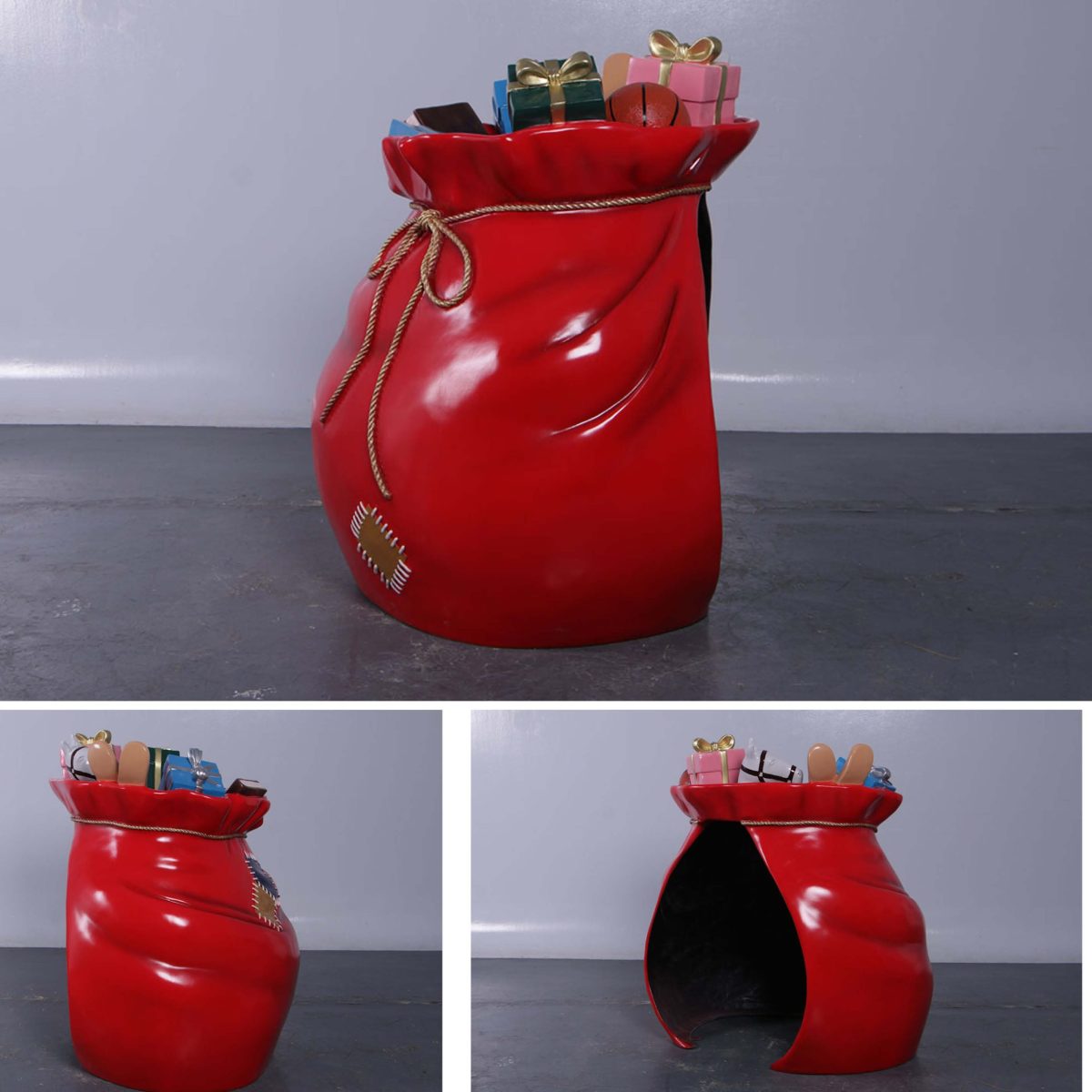 Natureworks Australia Santas Gift Sack - Photo Opportunity - bright red with gifts