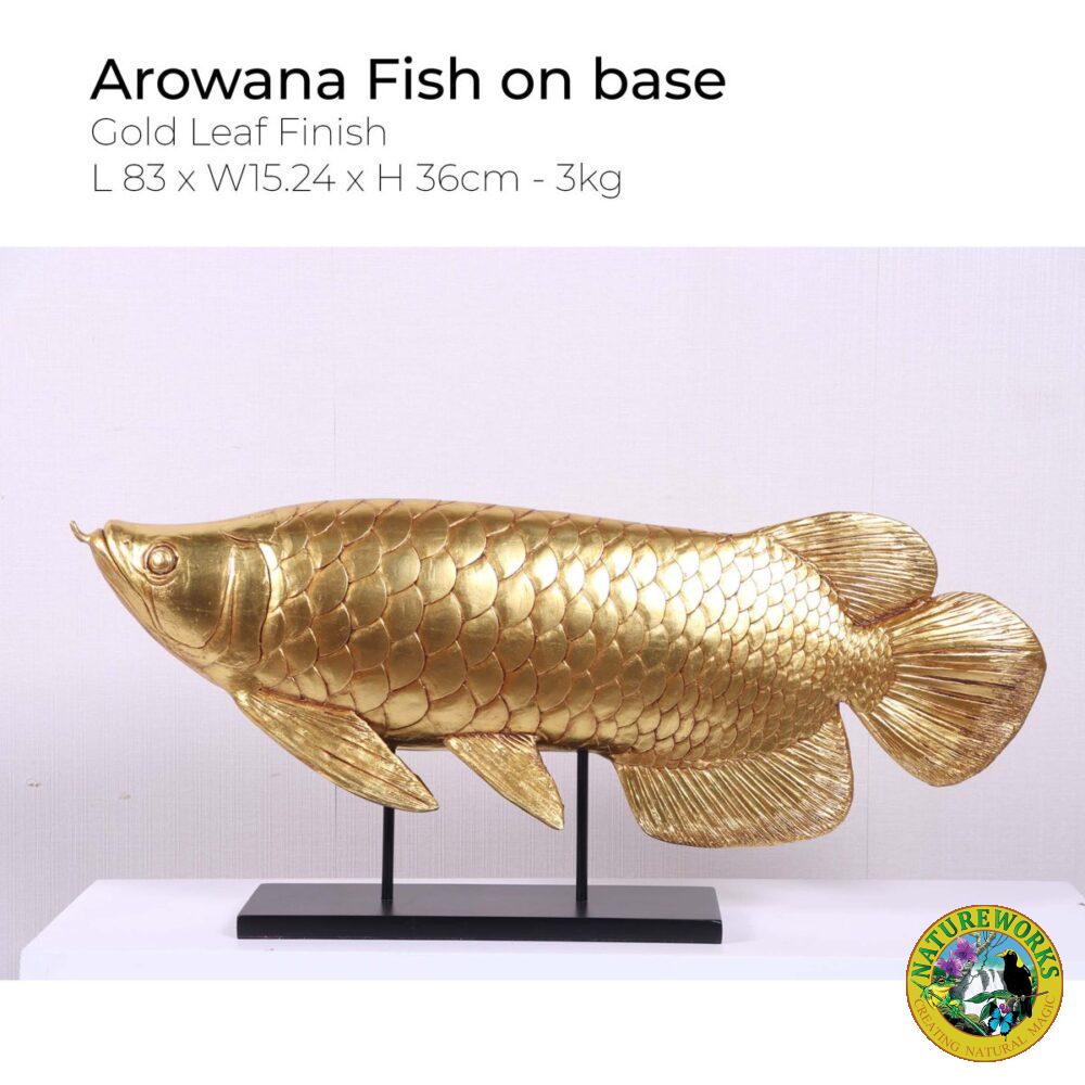 Arowana Fish on Base Decor- Gold Leaf Finish