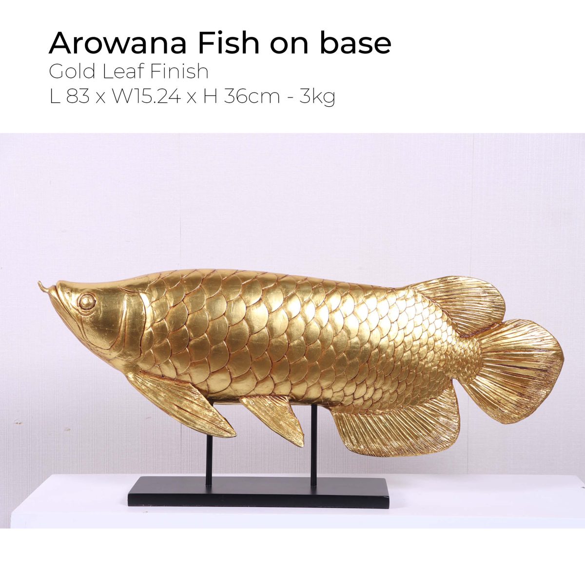 Arowana Fish On Base - Gold Leaf Sculptures In Australia