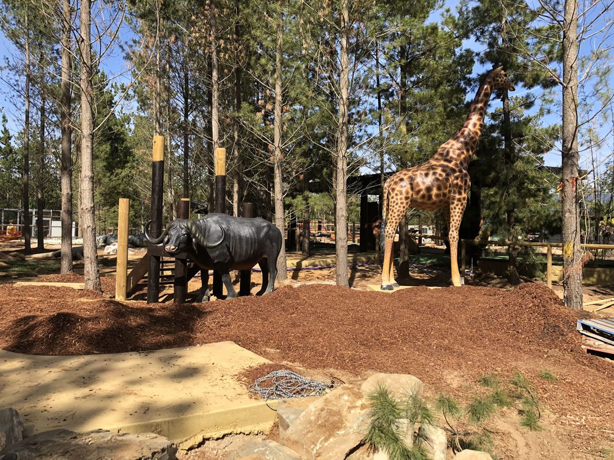 Natureworks Australia Buffalo and giraffe playground sculptures