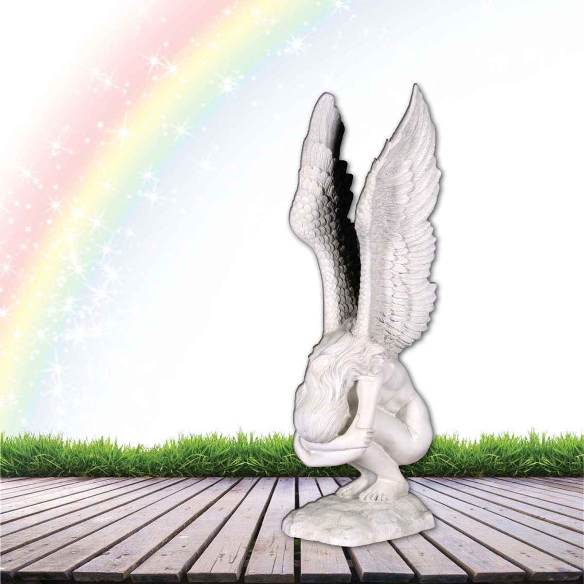 Natureworks Australia Redemption Angel statue- - Roman Stone finish