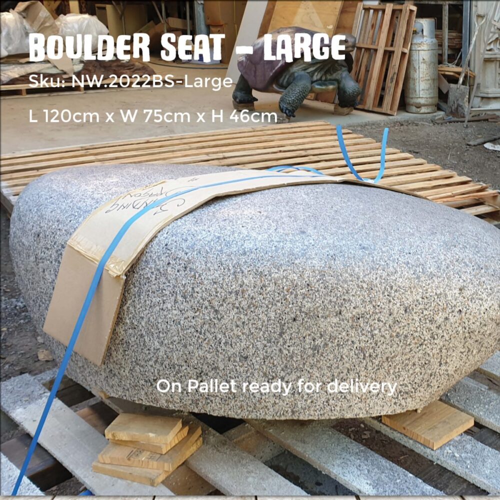 Natureworks Boulder Seat - Shown in despatch ready for delivery on pallet