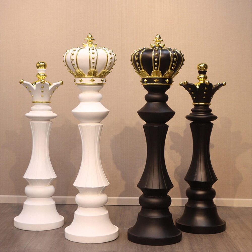 King Chess piece - larger than life size - white with gold leaf highlights